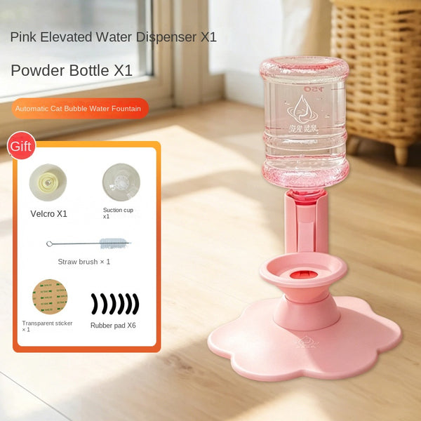 The cat water dispenser can adjust the height to protect the cat's neck and atiutomacally replenish water