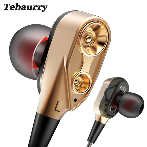 Tebaurry Double Unit Drive In Ear Earphone Bass Subwoofer
