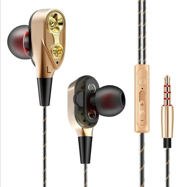 Tebaurry Double Unit Drive In Ear Earphone Bass Subwoofer