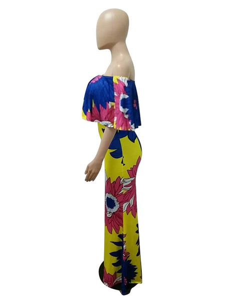 Women's  Flower Print  Floor Long Dress