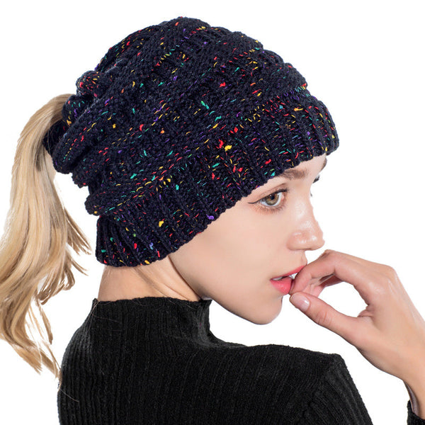 Ponytail  Female Knitted Stylish Hats