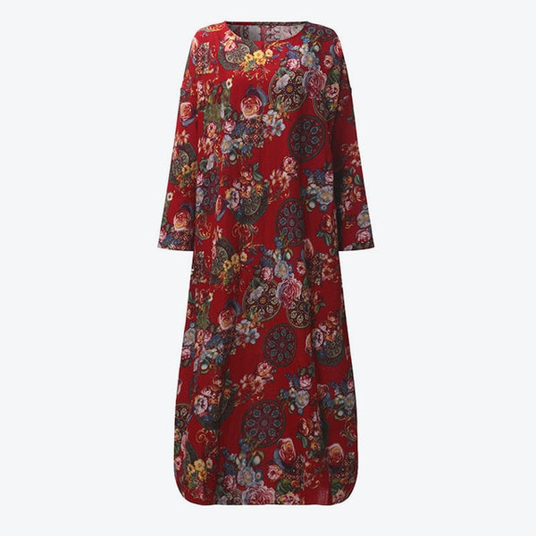 Plus Size Long  Sleeve Casual Long Dress