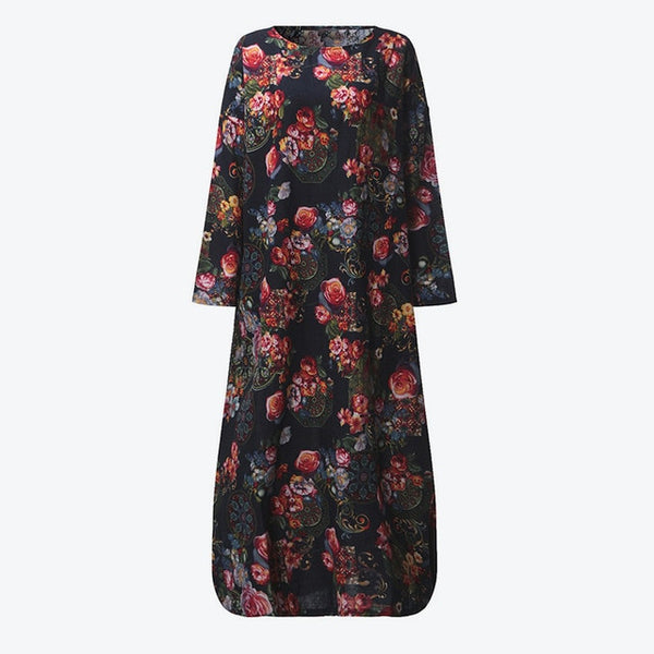 Plus Size Long  Sleeve Casual Long Dress