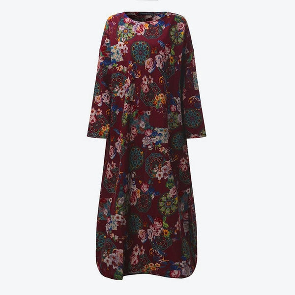 Plus Size Long  Sleeve Casual Long Dress
